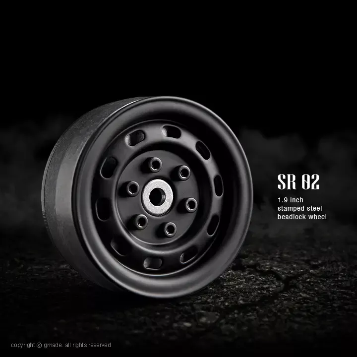 1.9 SR02 Beadlock Wheels [Matt Black](2-pack) GMA70174