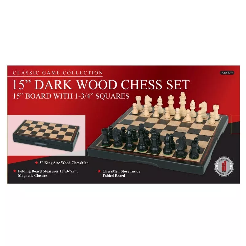 15" Dark Wood Chess Set