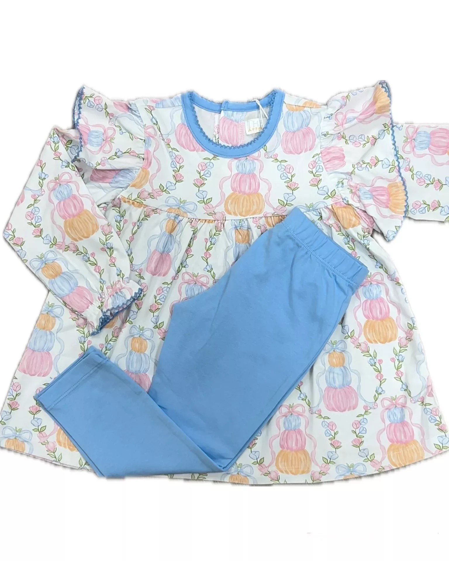 Abree Watercolor Pumpkin Trellis 2Pc Knit Top & Leggings Set