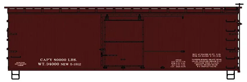 Accurail 1498 36' Double-Sheathed Wood Boxcar w/Steel Roof, Ends, Straight Underframe -- Data Only (Mineral Red) HO Scale
