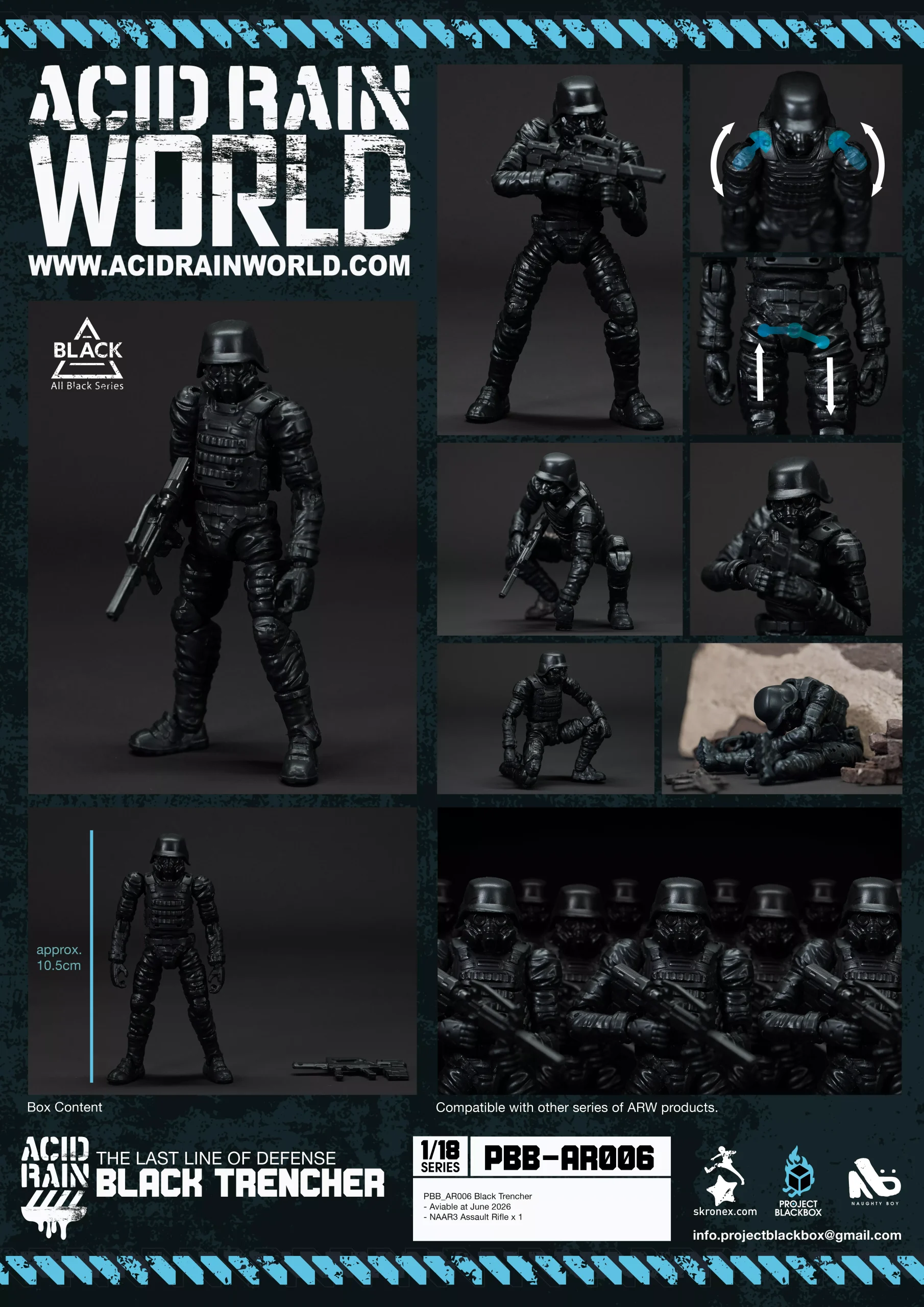 Acid Rain x Project Black Box 1/18 Scale Figure - PBB-AR006 Black Trencher