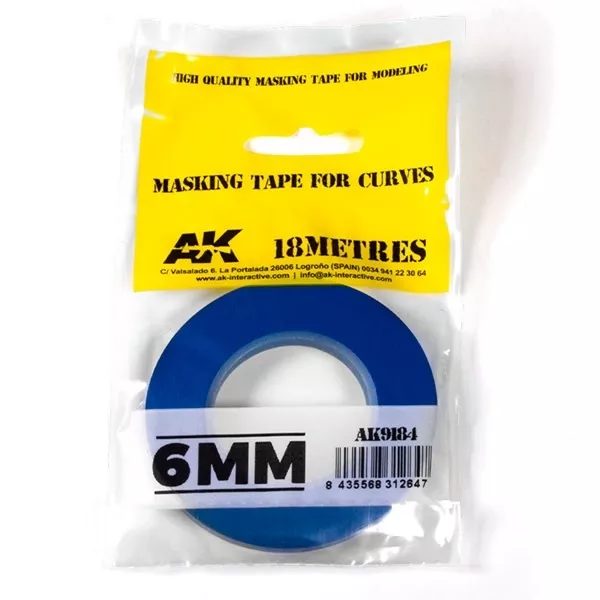 AK Interactive 9184 Blue Masking Tape for Curves - 6mm