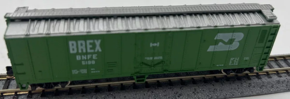 Atlas 3653 N 50' Mechanical Reefer Burlington Northern BN5198 w kadee style couplers metal wheels N SCALE Like New