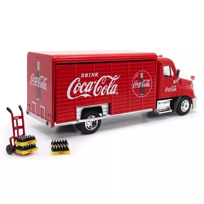 Atlas 820061 COCA COLA Beverage Delivery Truck with 2 Sliding Doors, Handcart and 4 Bottle Cases 1:50 Scale LIMITED O SCALE NEW