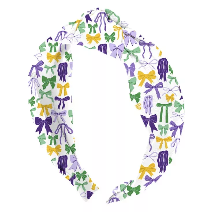 Azarhia Mardi Gras- Bow Top Knott Headband