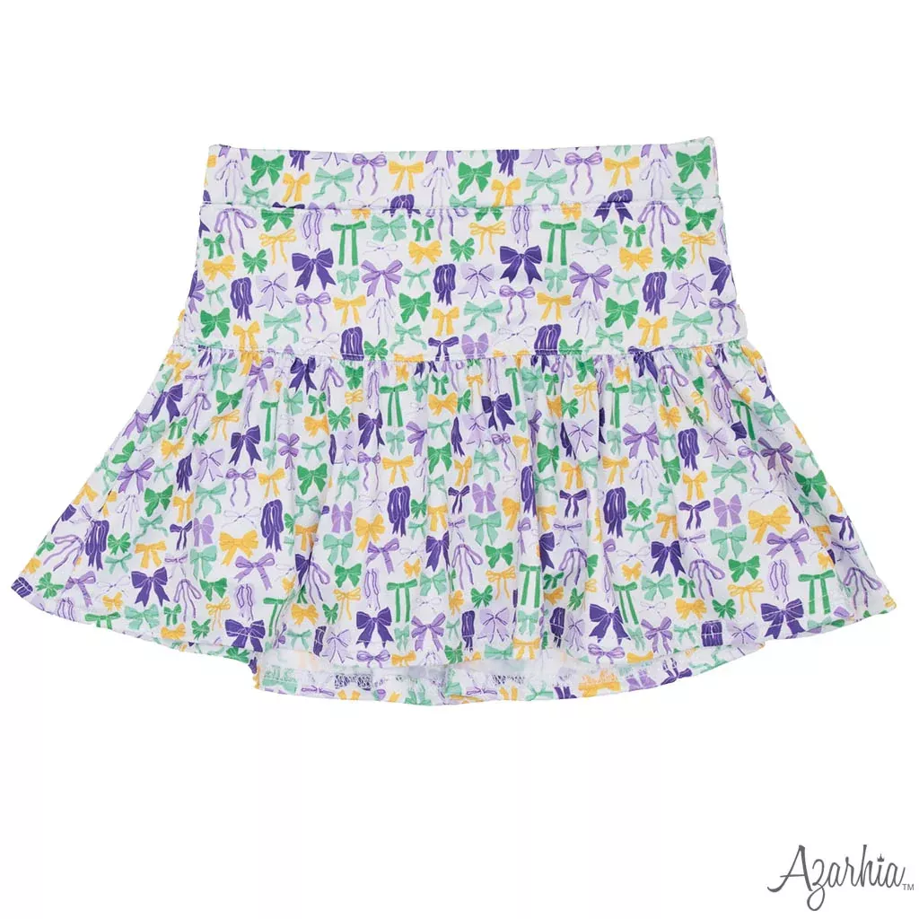Azarhia Mardi Gras - Bows Gathered Skort