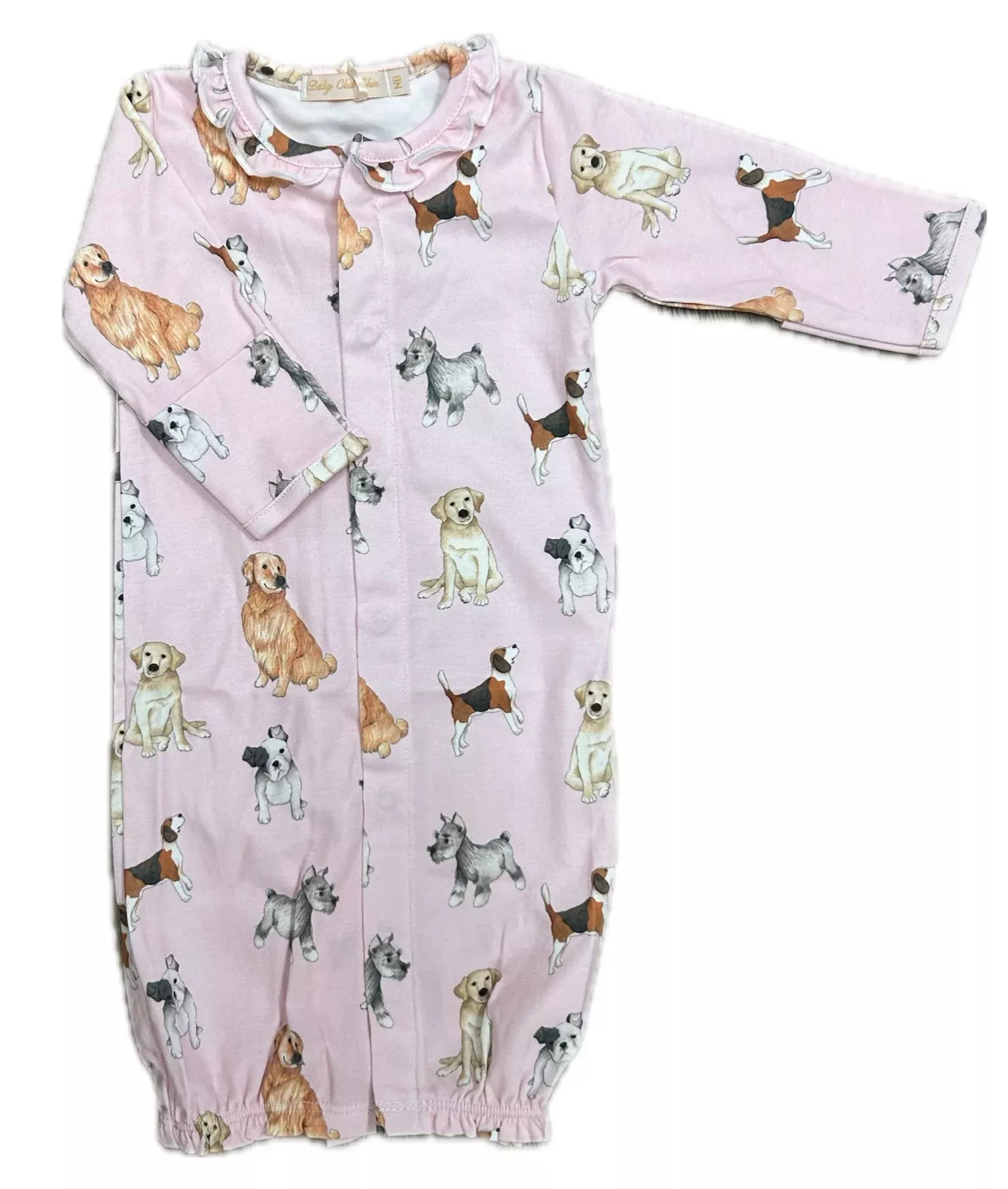 Baby Club Chic Pink Good Puppy Converter Gown With Ruffle
