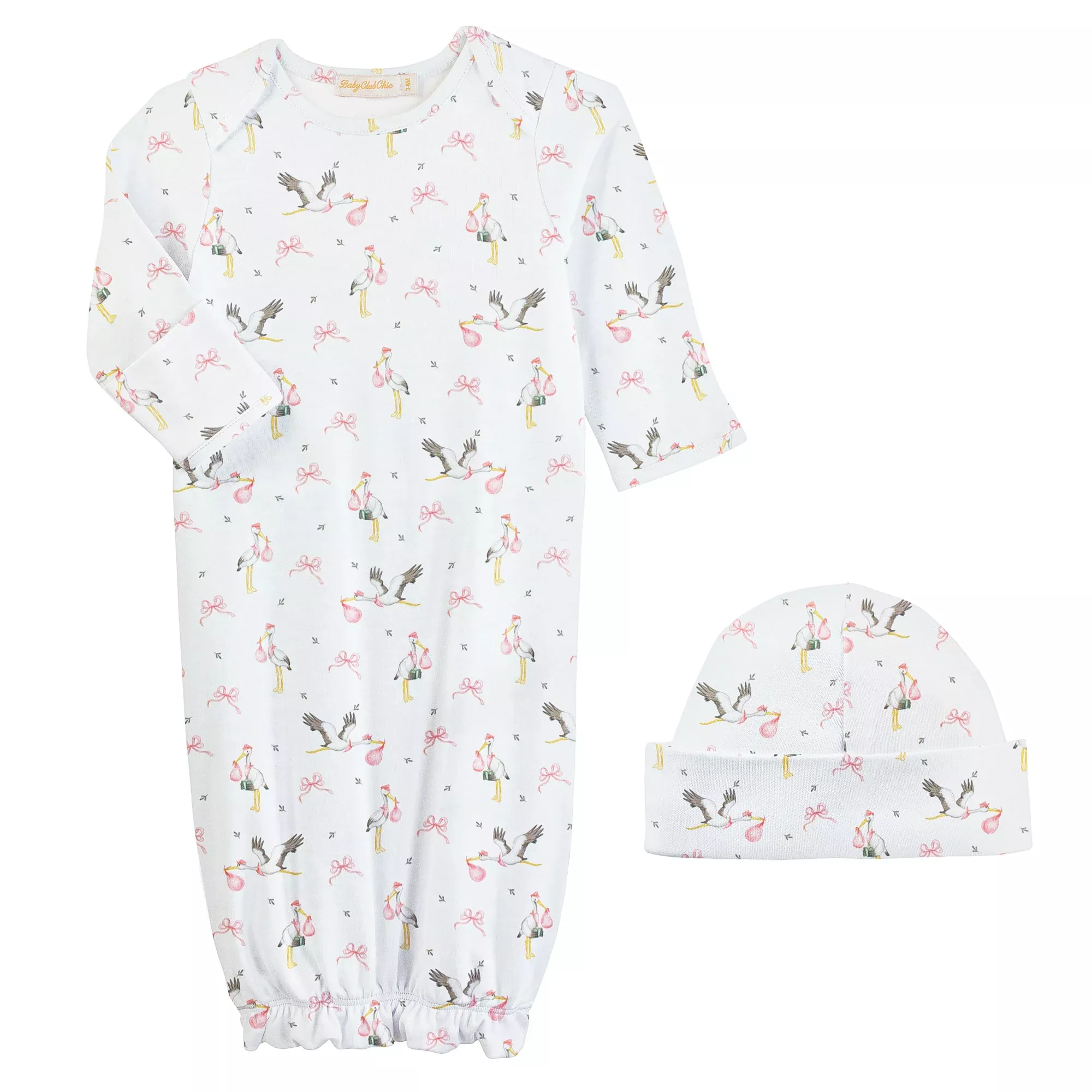 Baby Club Chic Welcome Baby Pink Gown and Hat Set