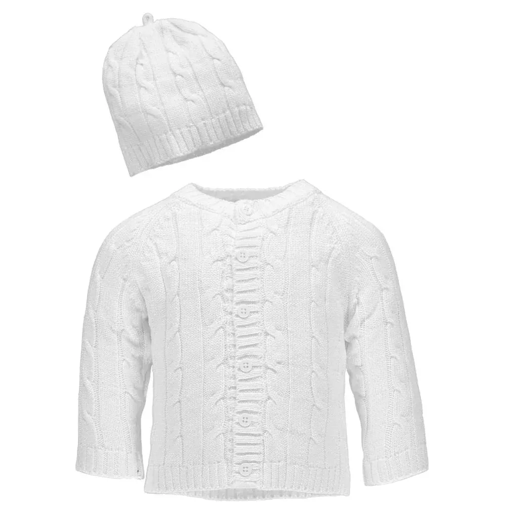 Baby Dove Cable Knit Sweater and Hat