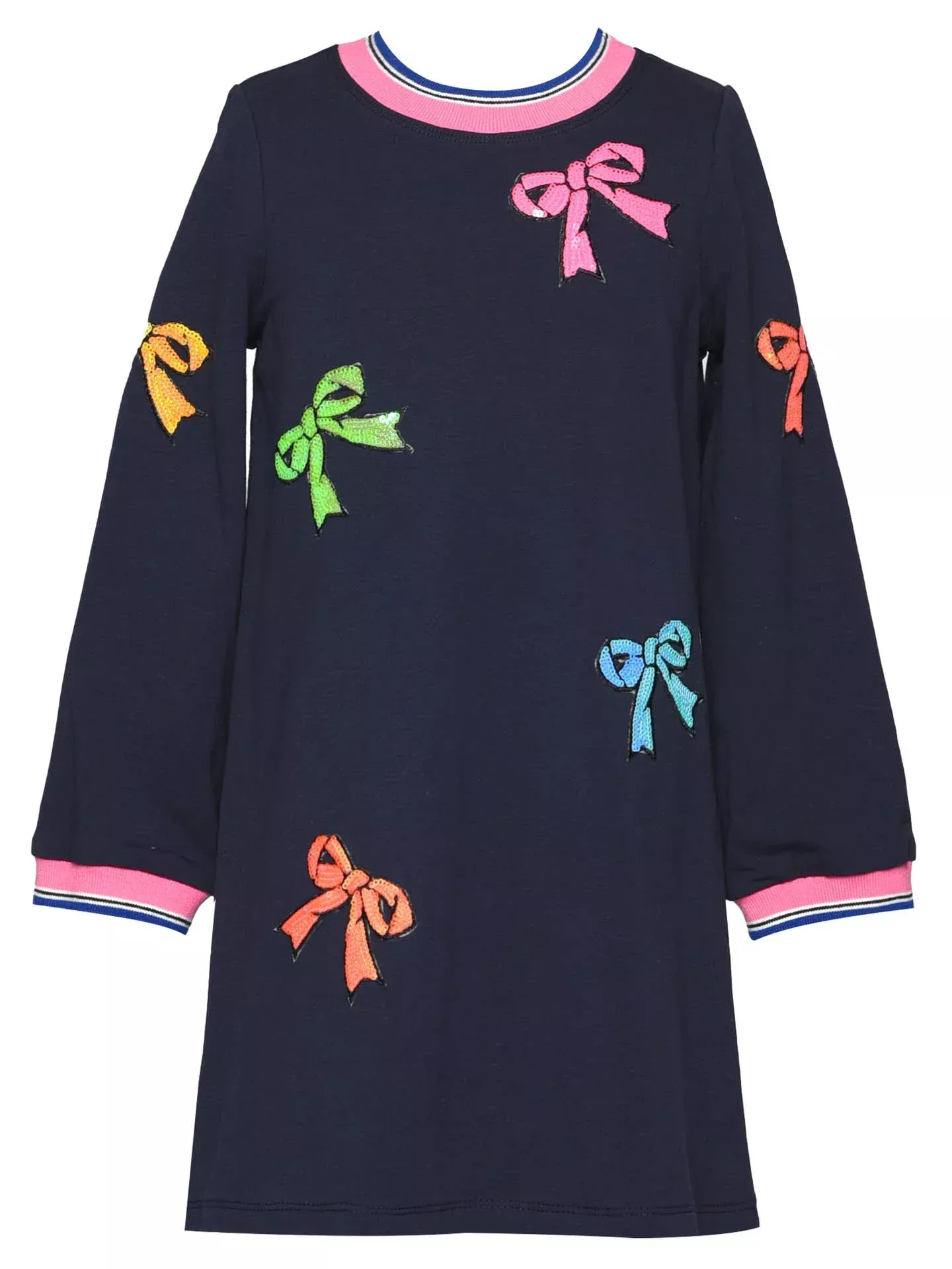 Baby Sara Navy Dress w/ Sequin Bows