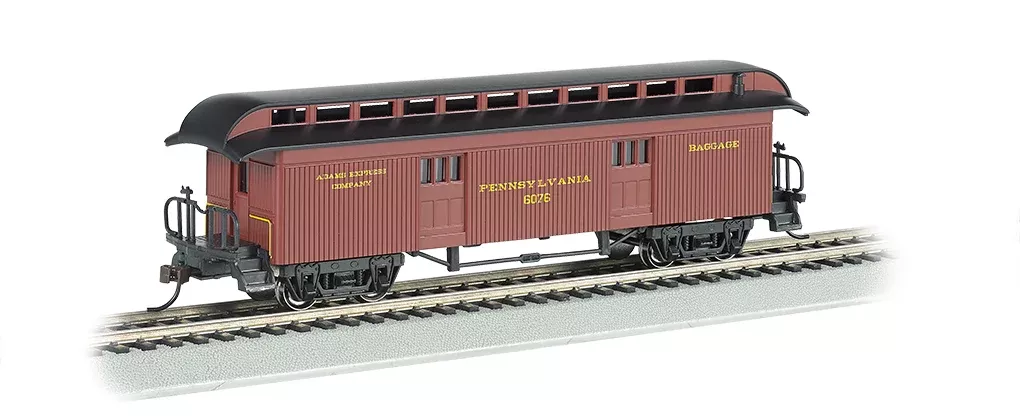 Bachmann 15302 BAGGAGE CAR (1860-1880 ERA) - PENNSYLVANIA RAILROAD PRR #6076 HO SCALE NEW