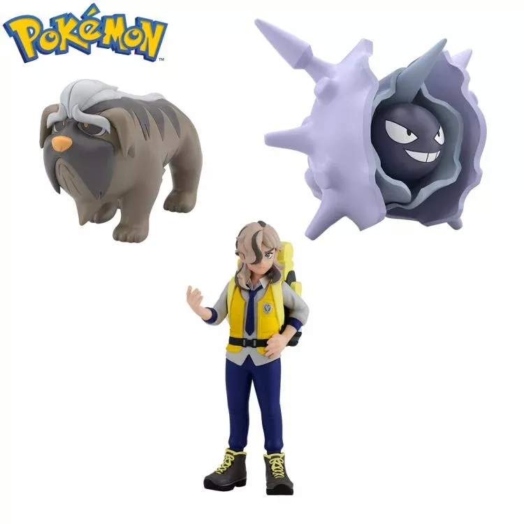 Bandai Pokemon Scale World Paldea Region Pepper, Mafitiff and Parshen (Arven, Mabosstiff and Cloyster) 3-Pack Trading Figure Set