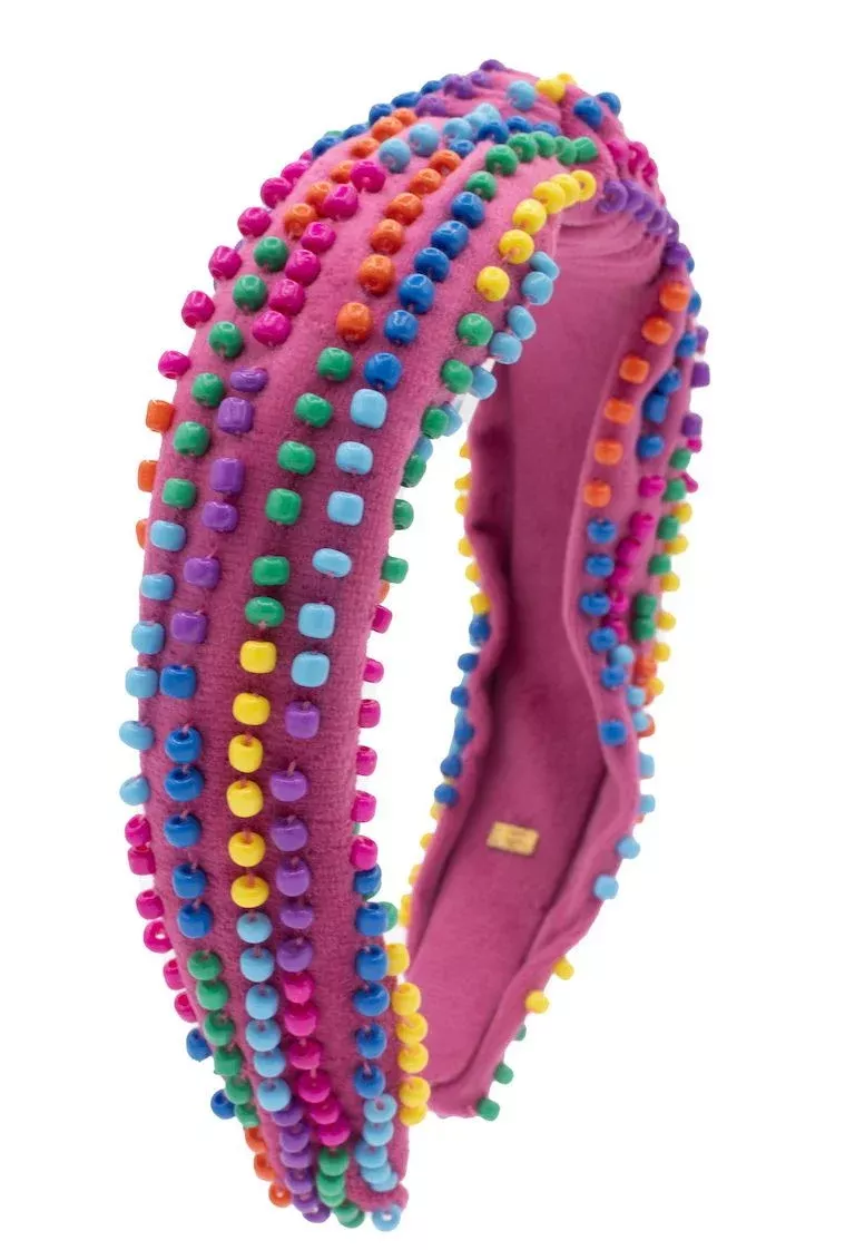 Bari Lynn Beaded Velvet Knot Headband