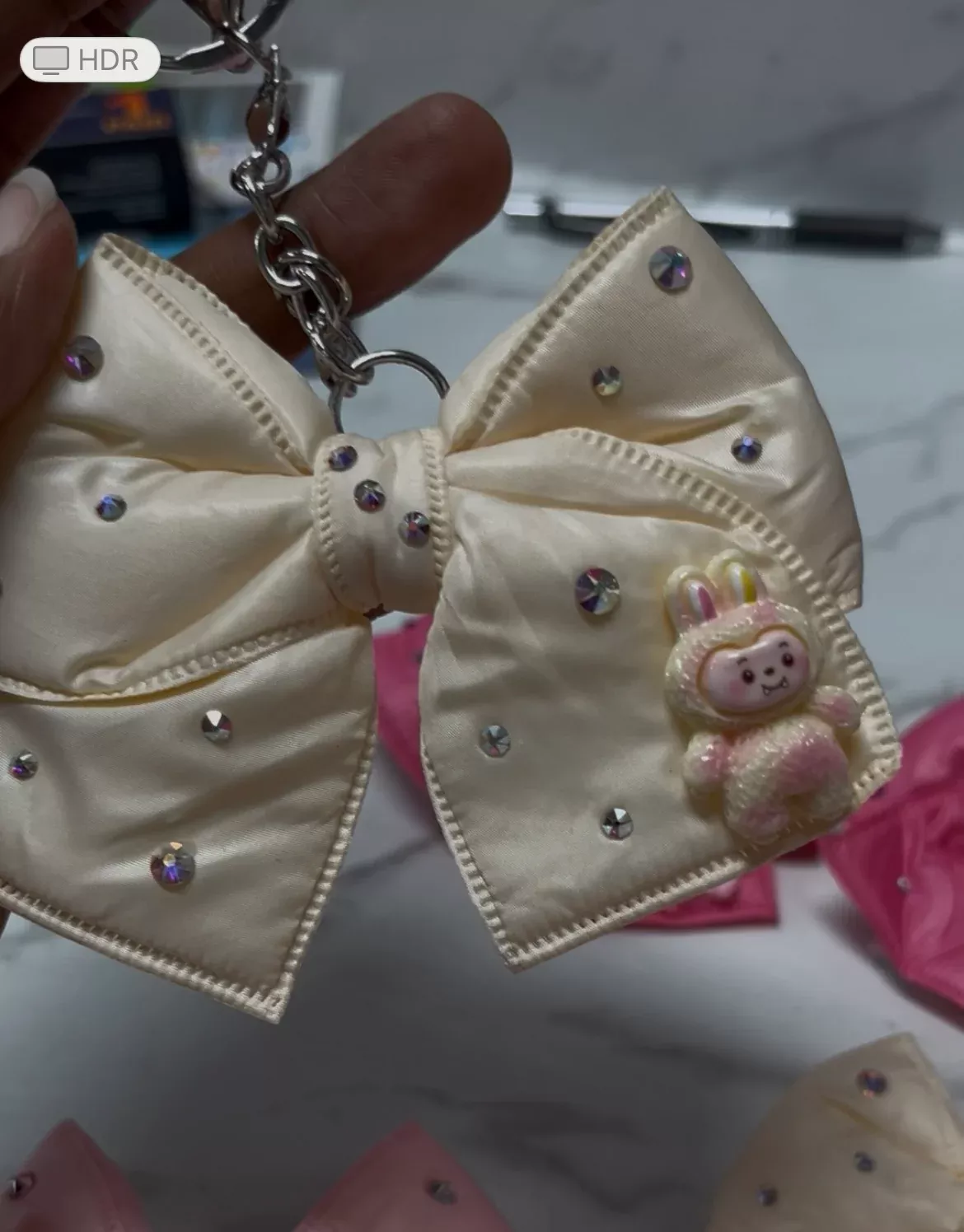Bari Lynn Crystallized Puffy Bow Cutester Keychain