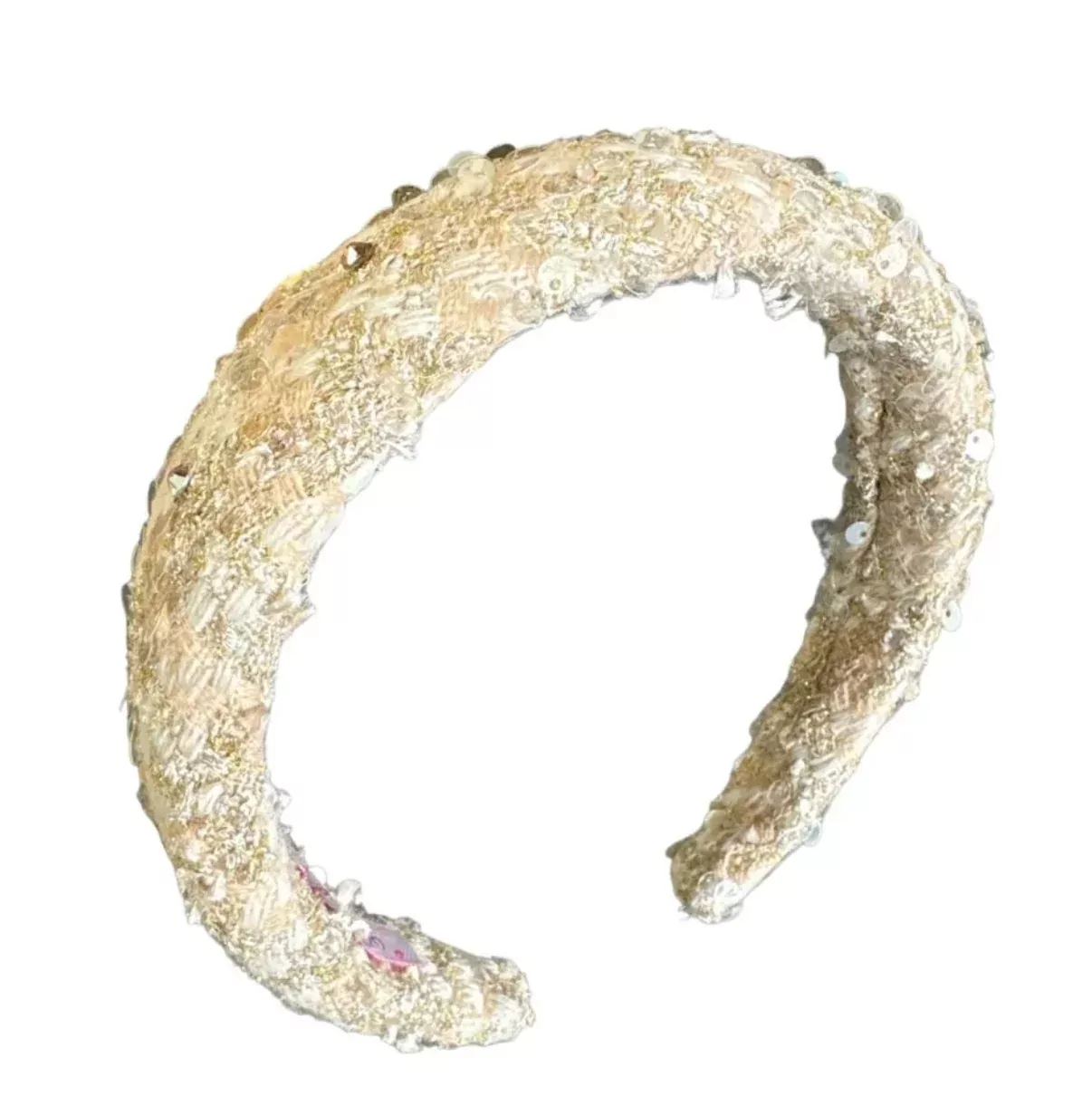 Bari Lynn Padded Sequin Headband- Ivory
