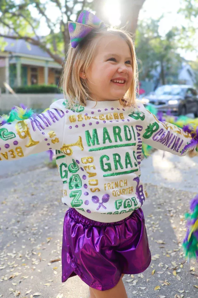 Belle Cher All Things Mardi Gras Sequin Sweatshirt