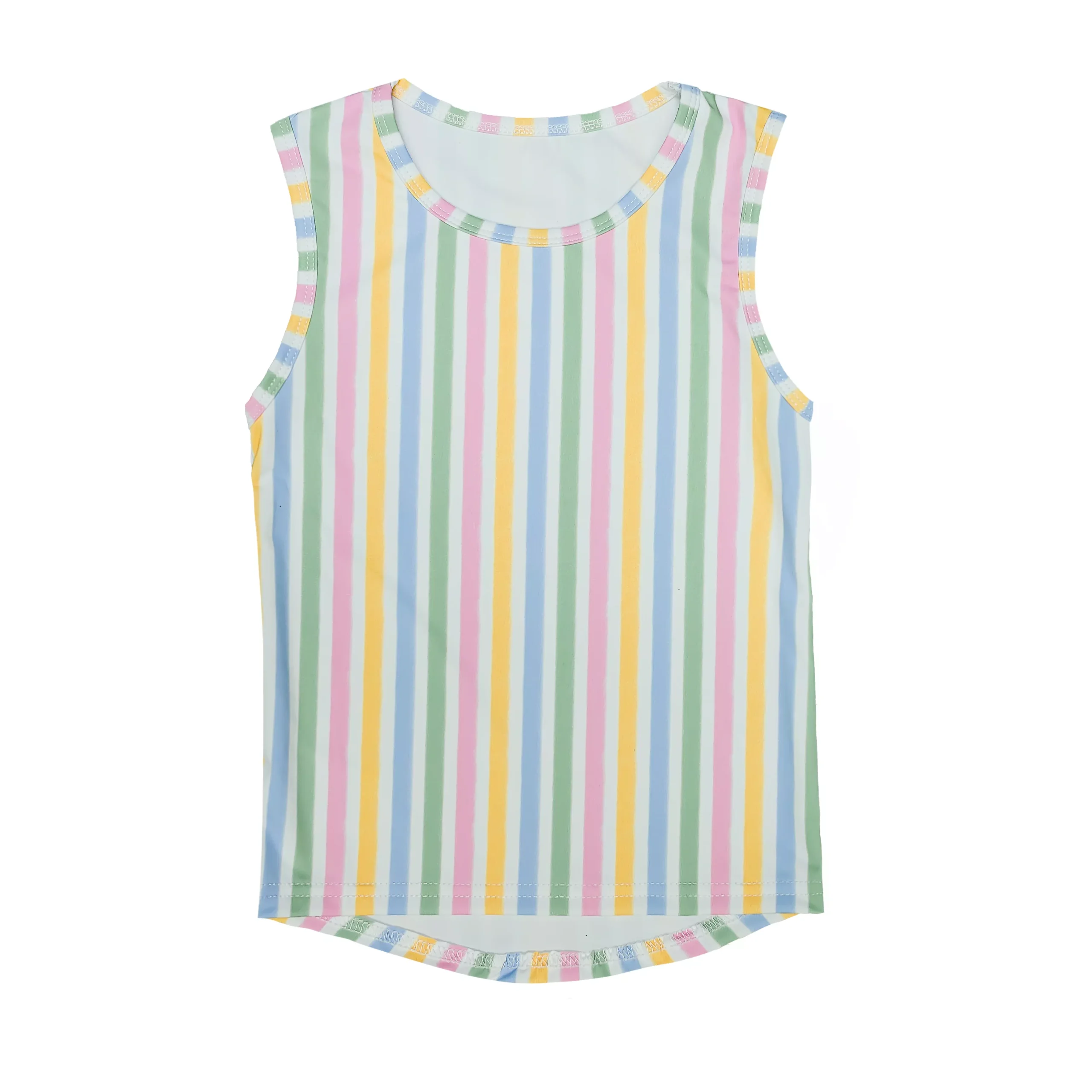 Belle Cher Athletic Pastel Stripe High Low Tank Top