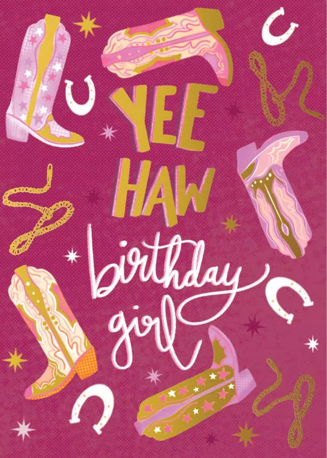 Birthday Card -Foil - Yee Haw