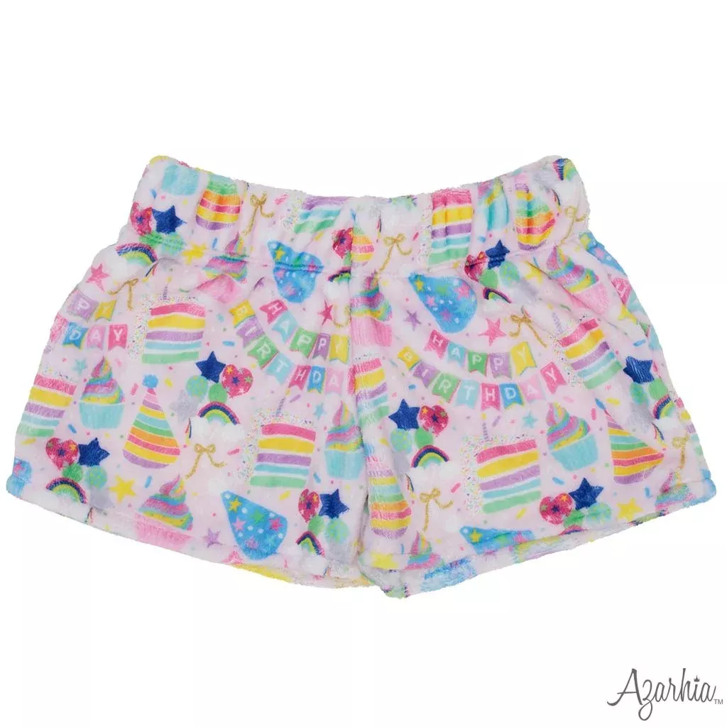 Birthday Collage Fuzzy Shorts