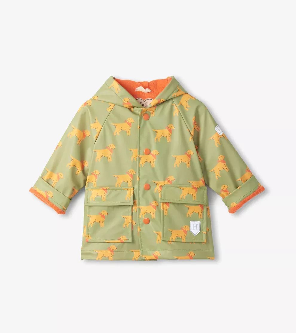 Boys Camping Puppy Button-Up Rain Jacket