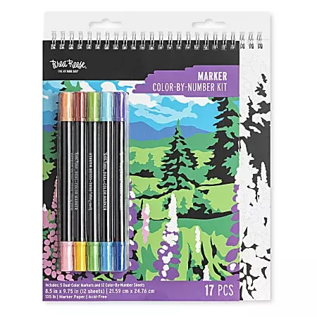 Brea Reese Color-by-Number Marker Pad Kit Mountain Landscapes