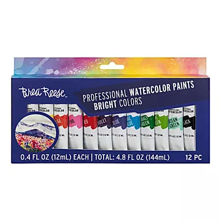 Brea Reese Professional Watercolor Paint Set 12 Bright Tubes