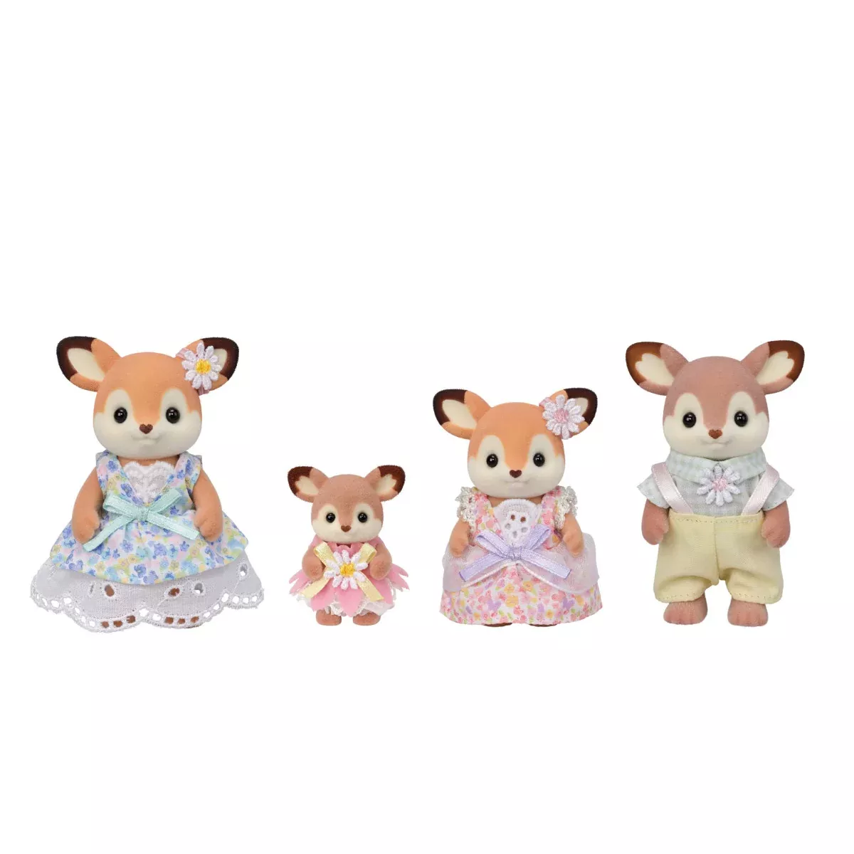 Calico Critters Deer Family 4-Figure Set with Removable Floral Outfits