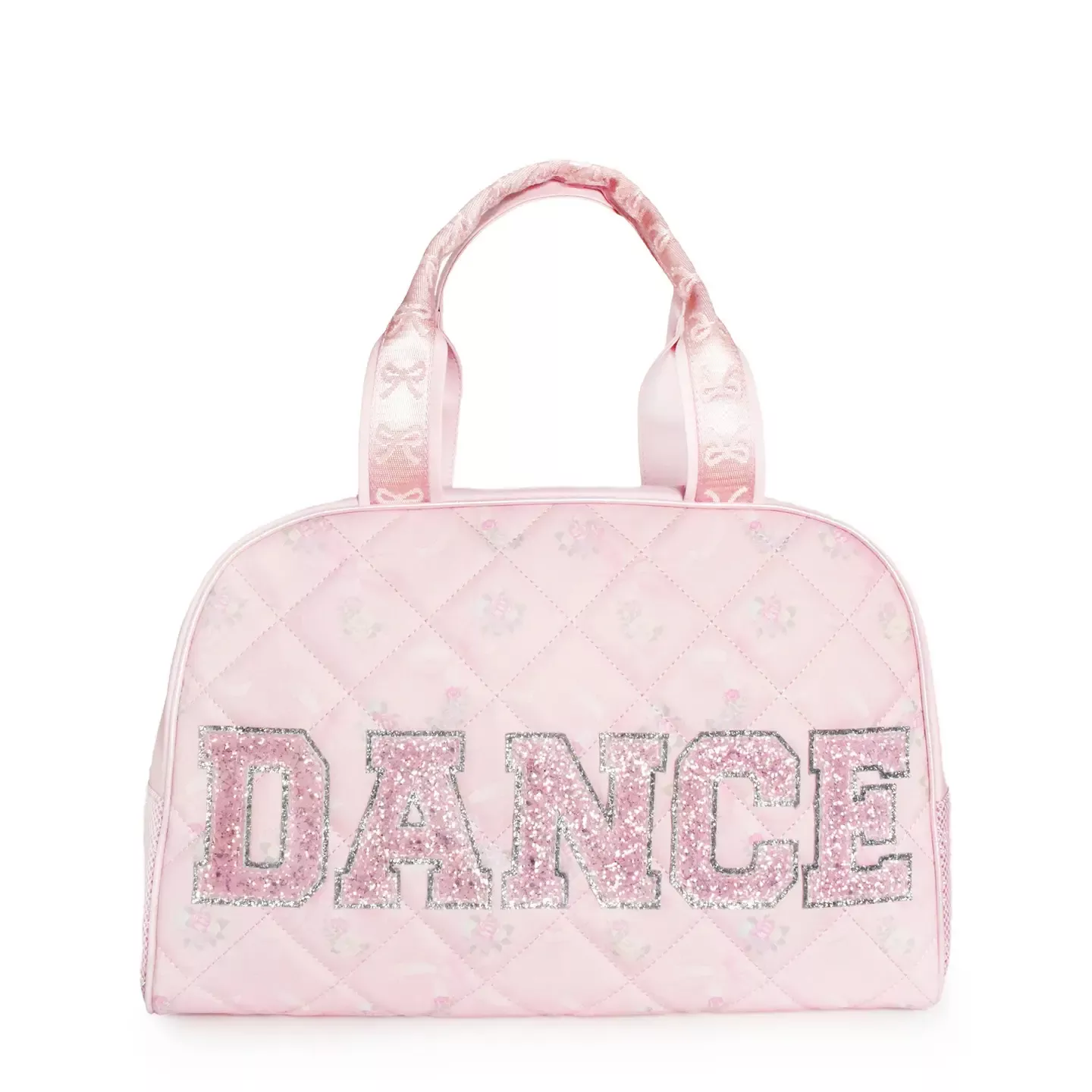 'DANCE' Quilted Floral Bow Print Medium Duffle Bag