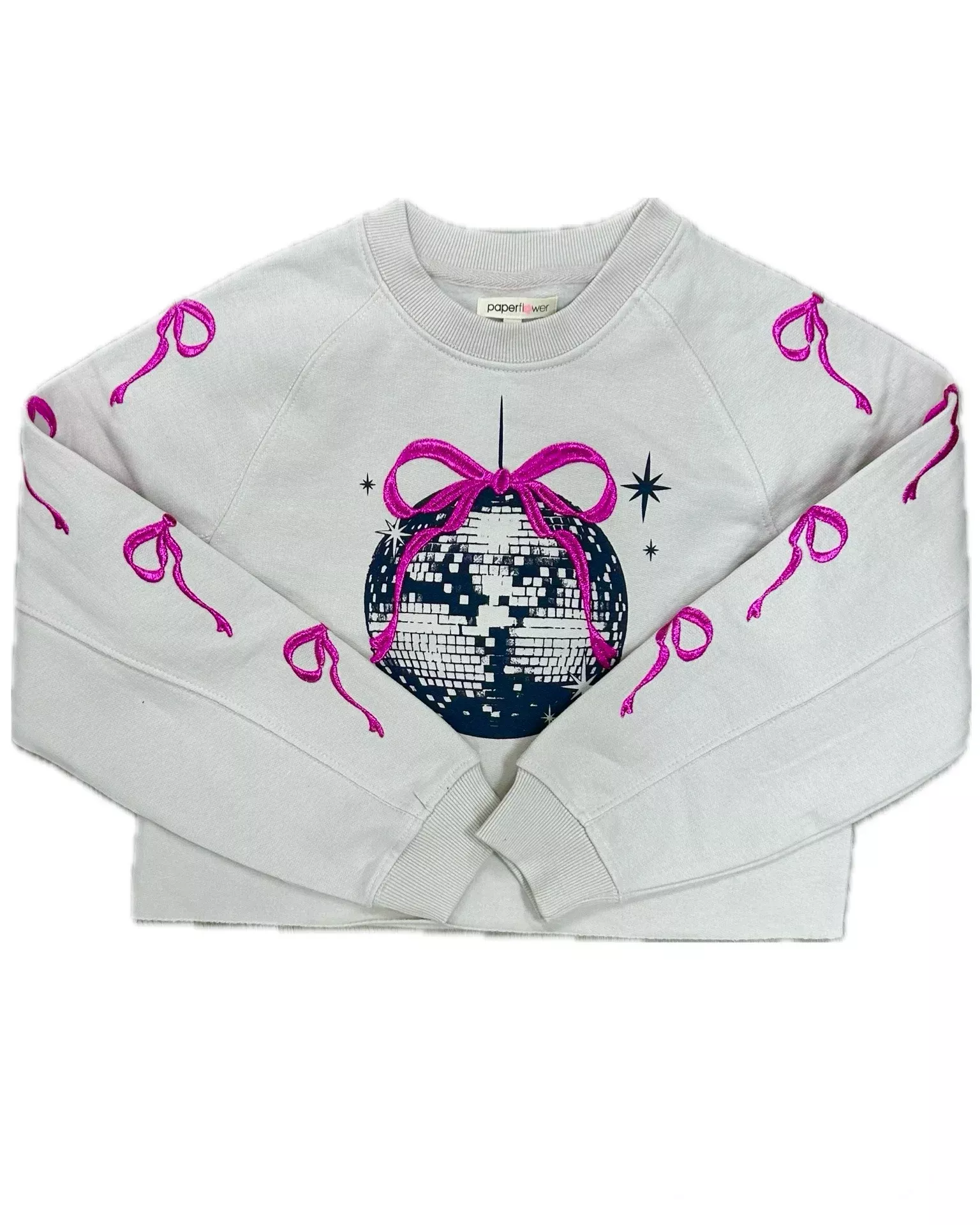 Embroidered Bows & Disco Ball Tween Sweatshirt