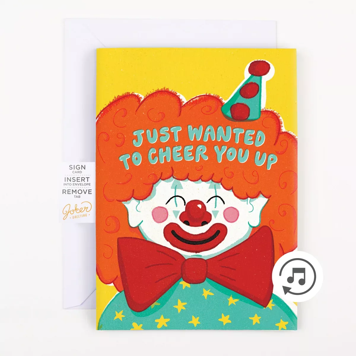 Endless Musical Encouragement Clown Greeting Card with Hidden Glitter Trap