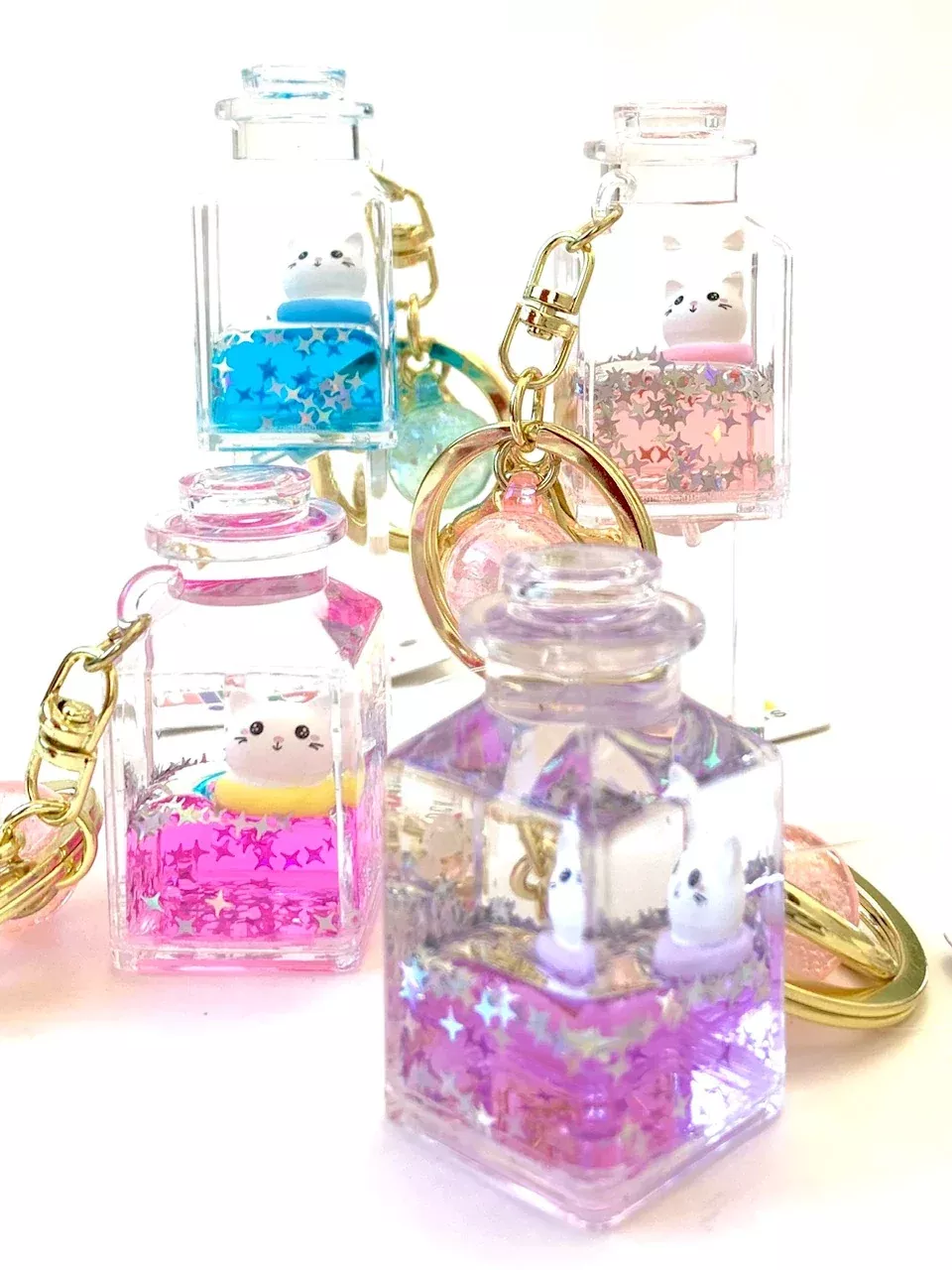 Floating Kitty Jar Charm Keychain