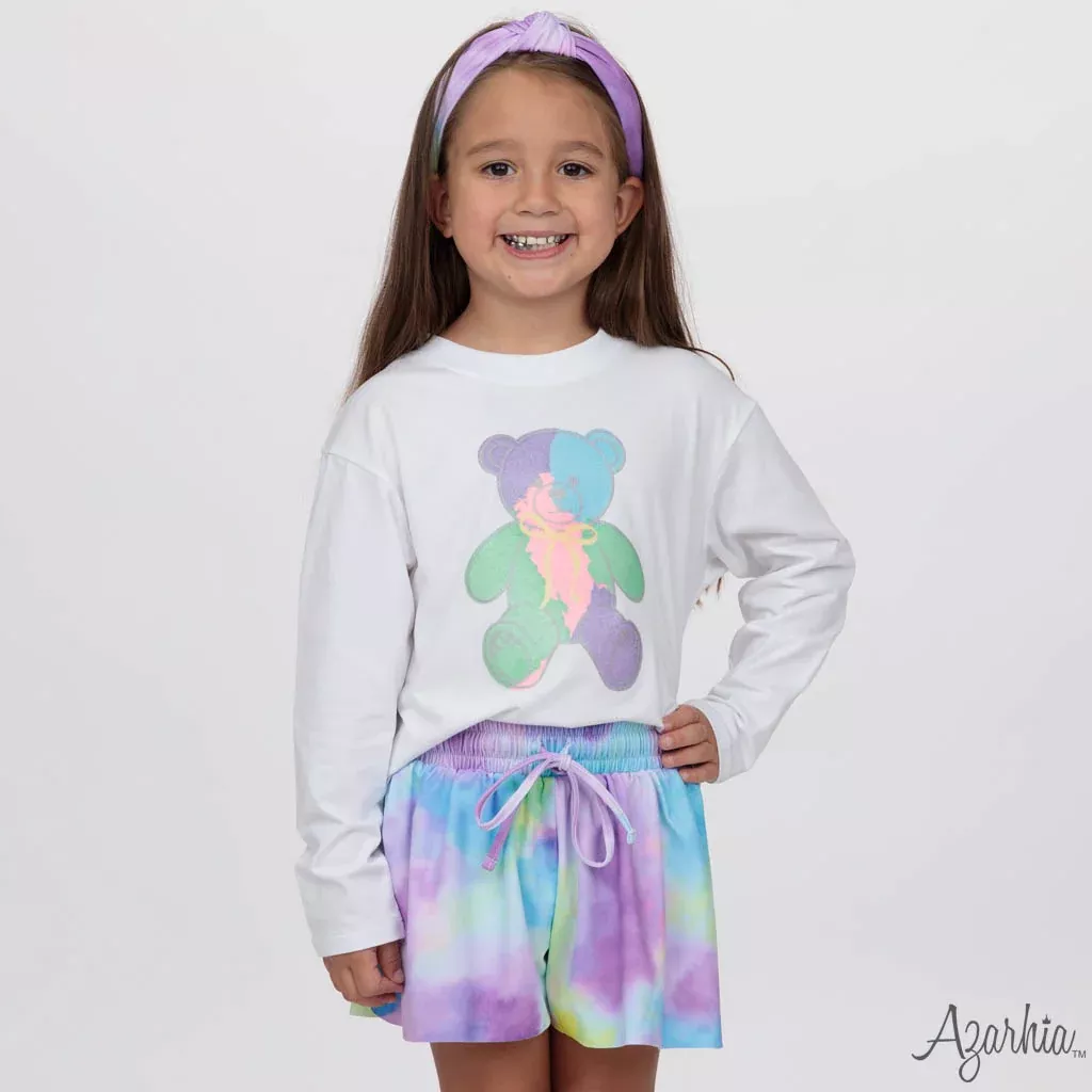 Glitter Bear White L/S Boxy Tee
