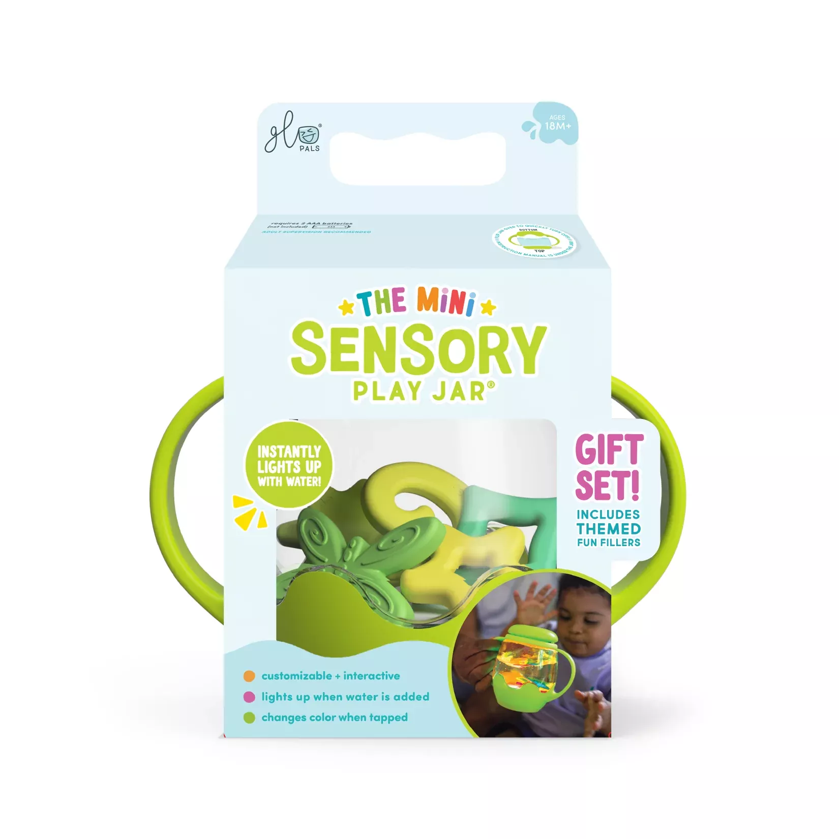 Glo Pals Mini Sensory Play Jar - Green