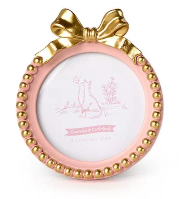 Golden Bow Round Photo Frame