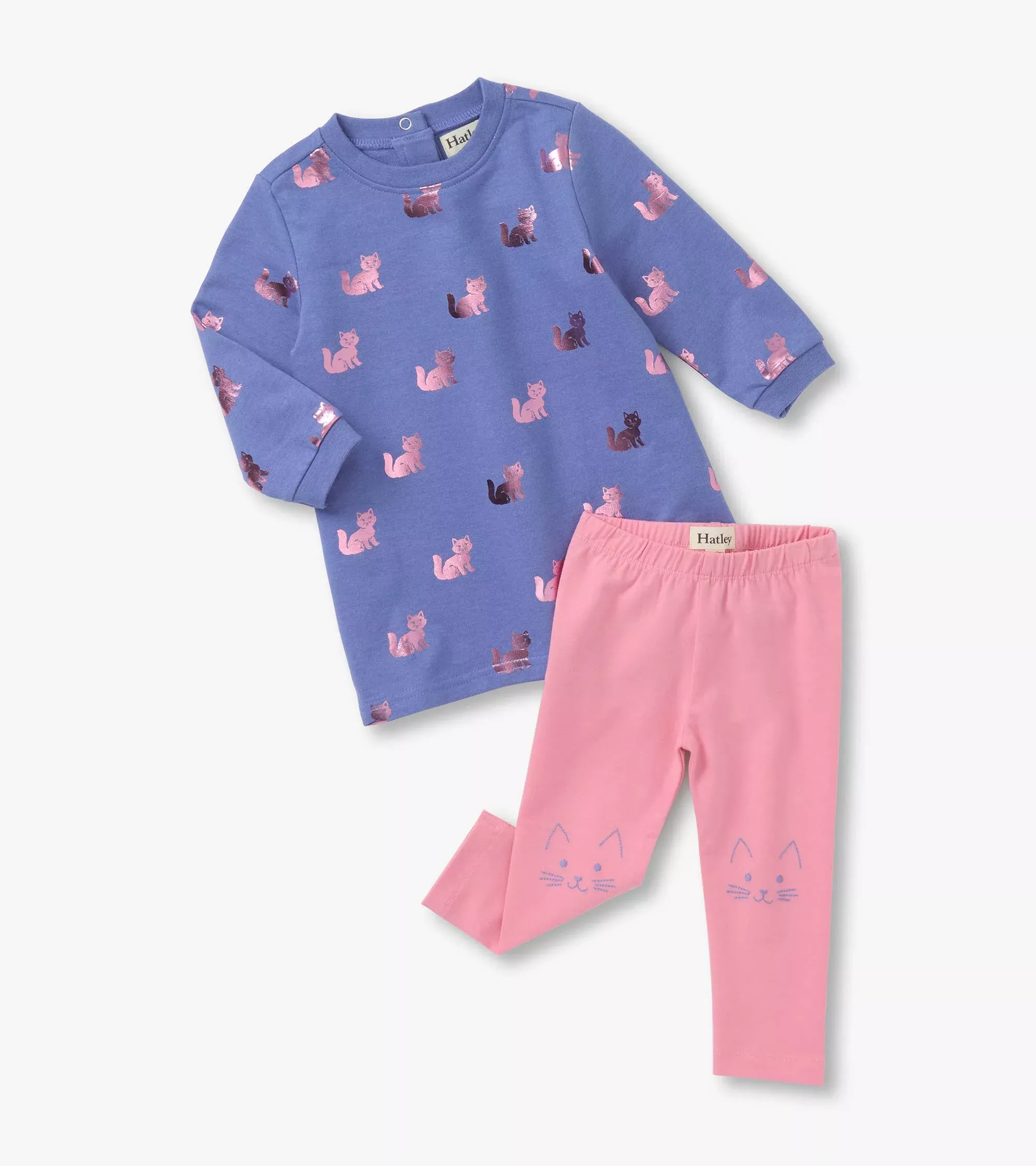 Hatley Little Kitties Foil Print Dress & Leggings Set