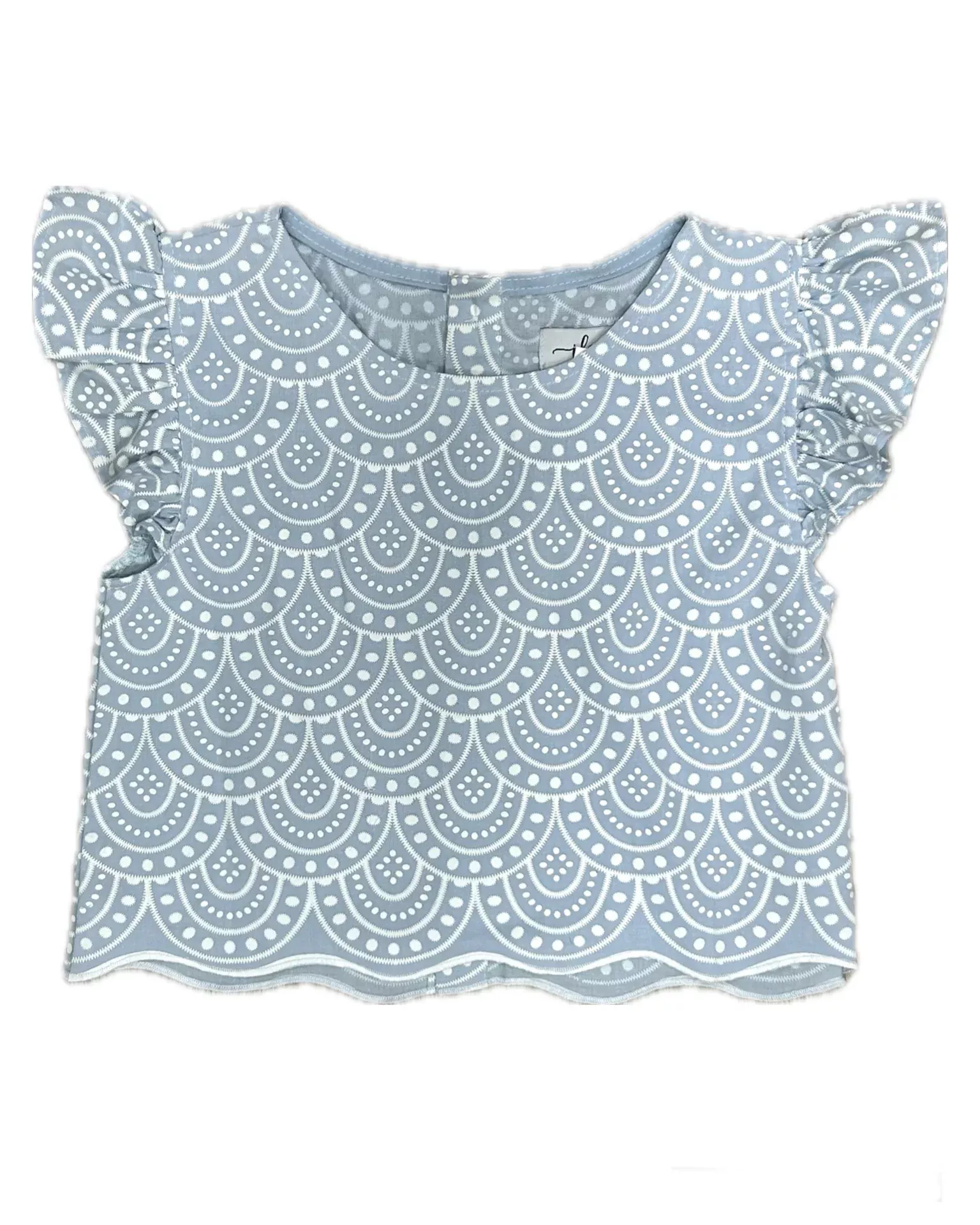 If So Blue Printed Scalloped Top