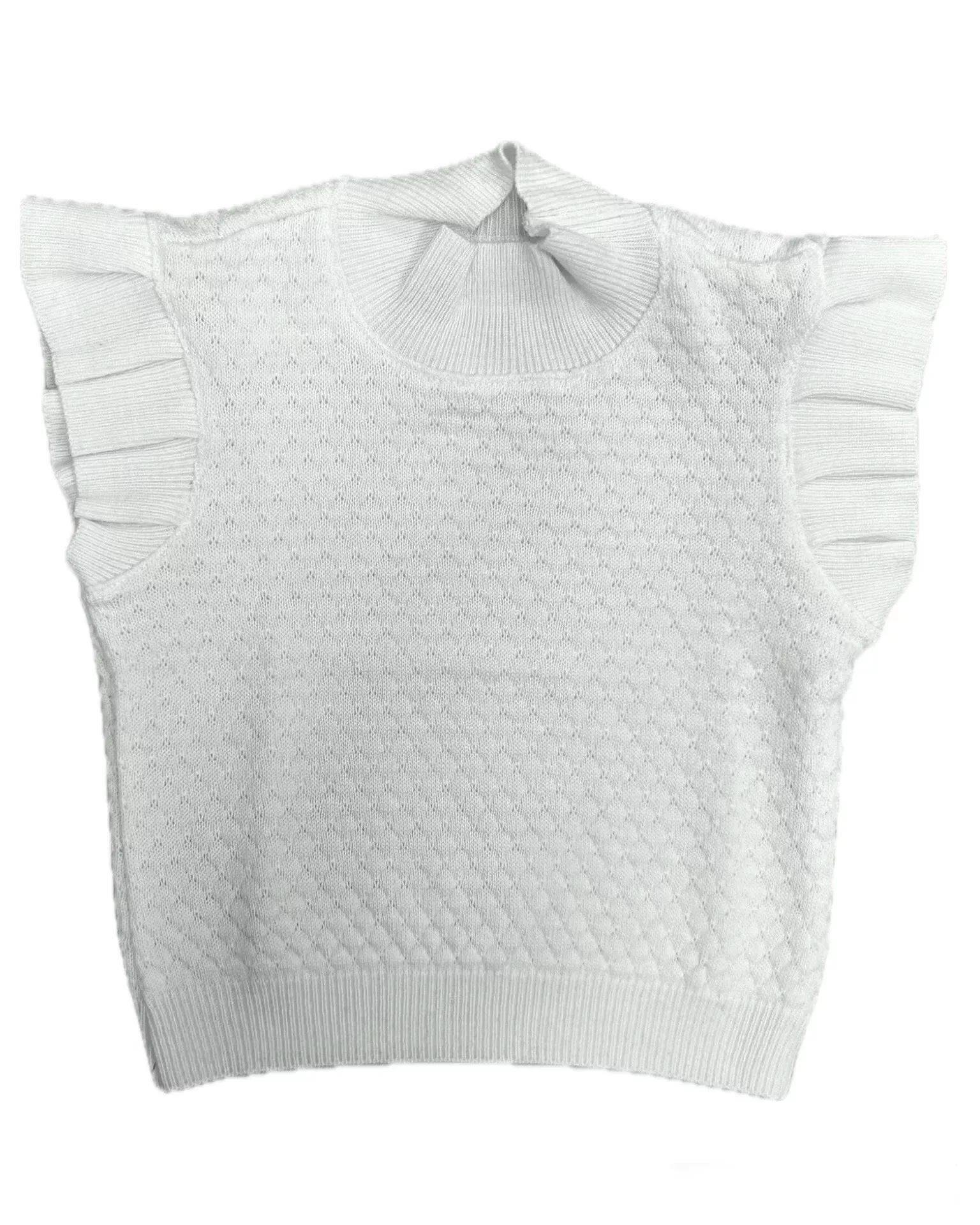 If So White Knit Ruffle Sleeves Top
