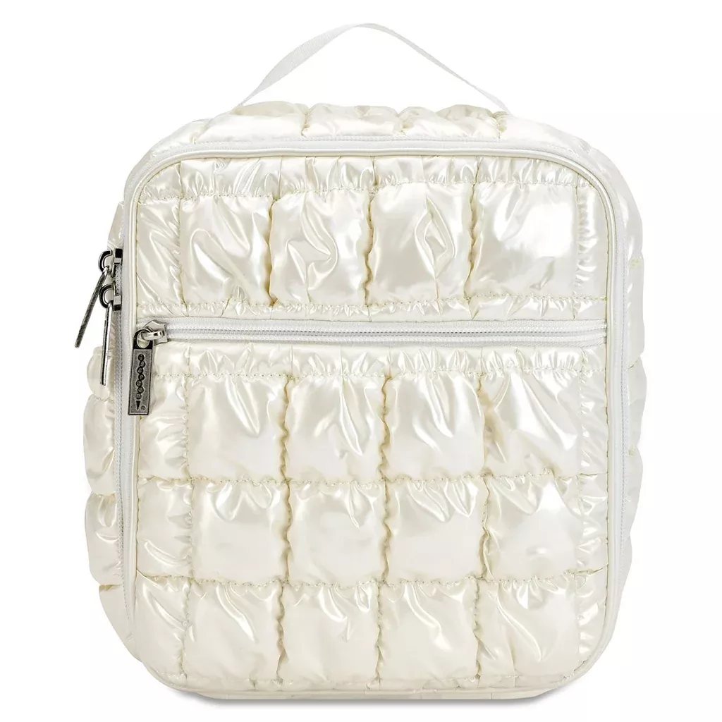 Iscream Pearl White Shiny Puffer Lunch Tote