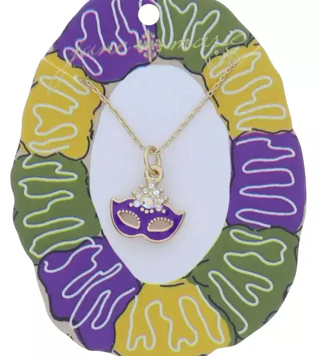 Jane Marie Purple Mardi Gras Mask Necklace