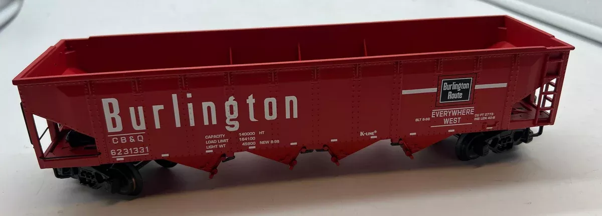K-Line k623-1331 Burlington Route (red) Scale Hopper O SCALE Like New