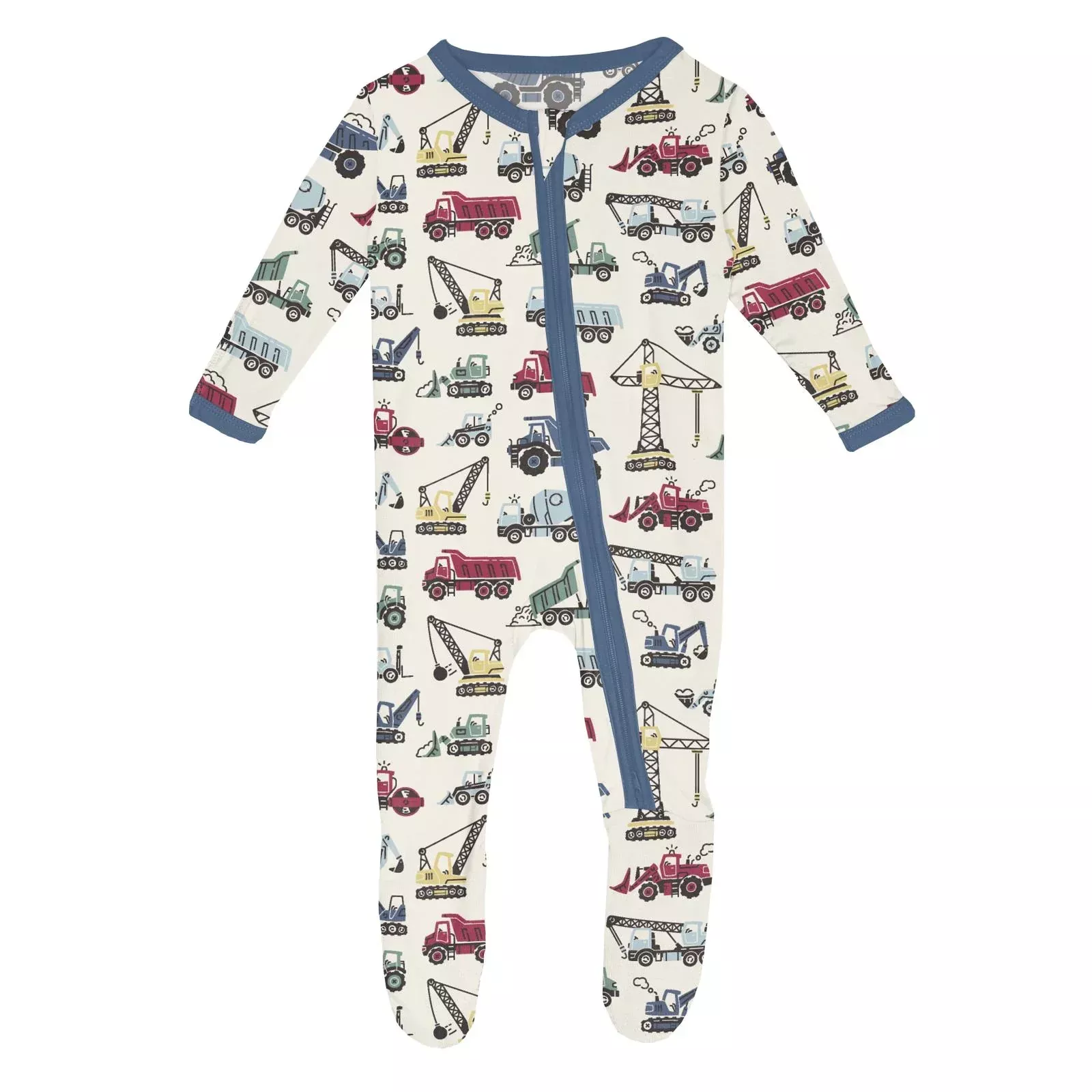 Kickee Print Footie with 2 Way Zipper - Natural Construction