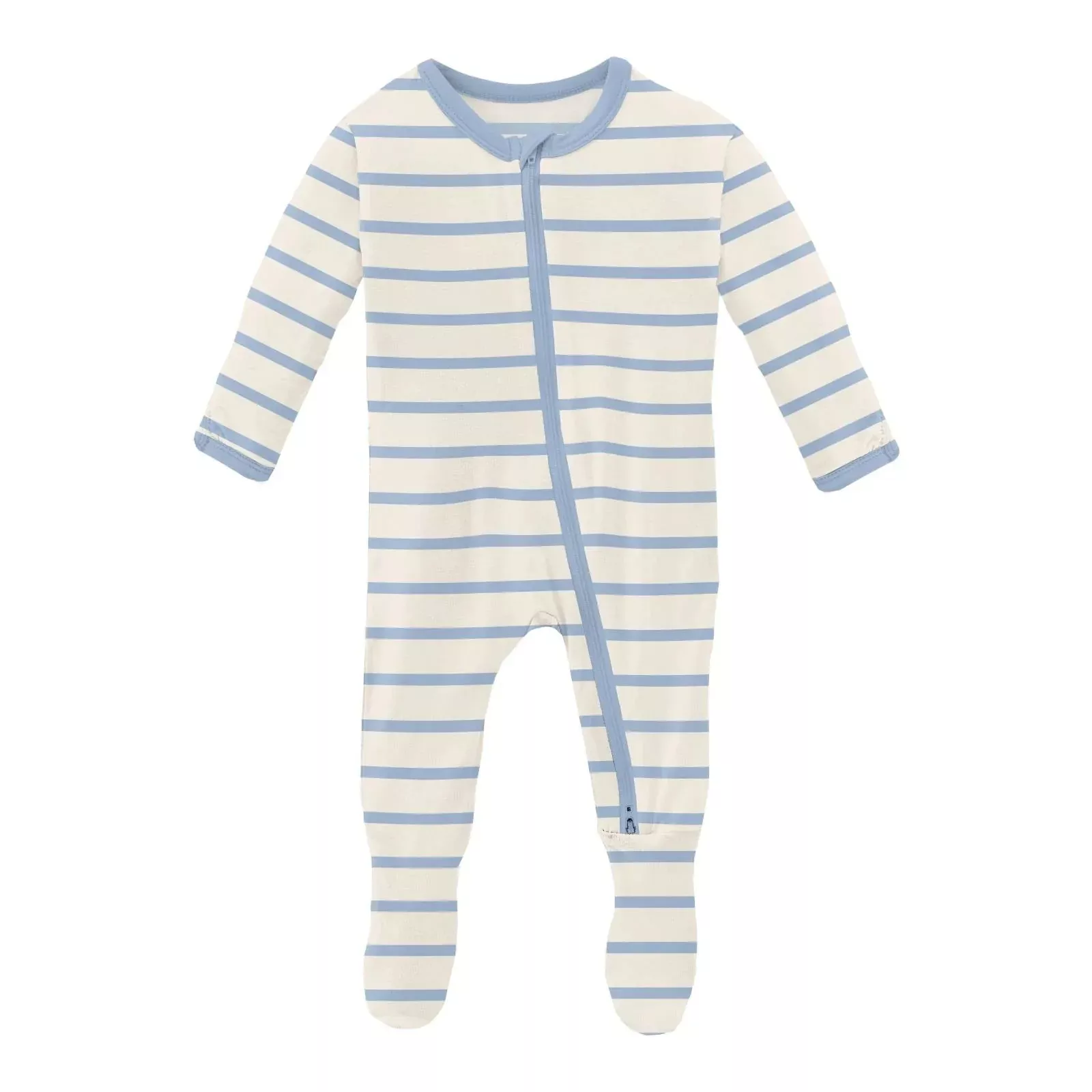 Kickee Print Footie with 2 Way Zipper - Pond Sweet Stripe