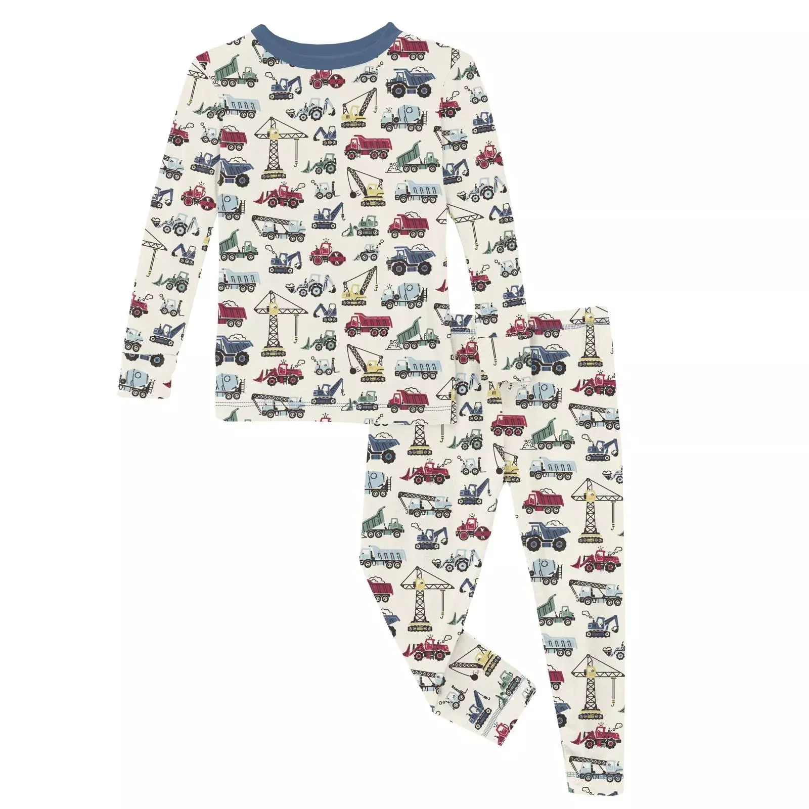 Kickee Print Long Sleeve Pajama Set- Natural construction