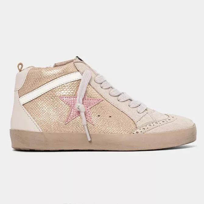 Kids Paulina Mini Sneakers - Champagne Snake High Tops
