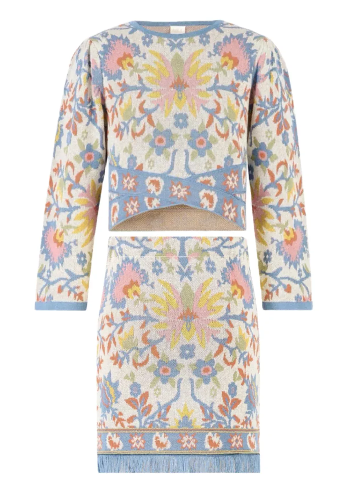 Marlo Kids Elora Sweater Knit Floral 2Pc Mini Skirt & Top Set