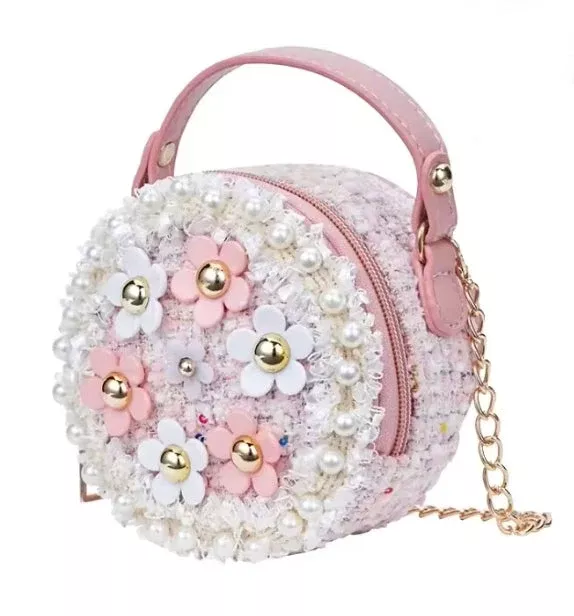 Mavi Bandz Tweed Mini Flower Purse with Detachable Chain