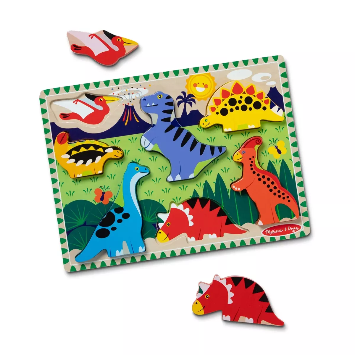 Melissa & Doug Dinosaur Chunky Wooden Puzzle 7 Pieces