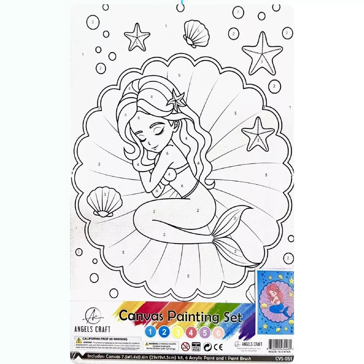 Mermaid Canvas Painting Set - Paint By Numbers