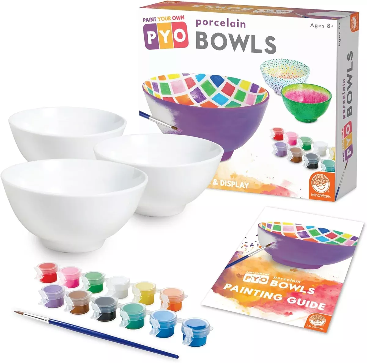 MindWare Paint Your Own Porcelain Bowls 3 Piece Kit