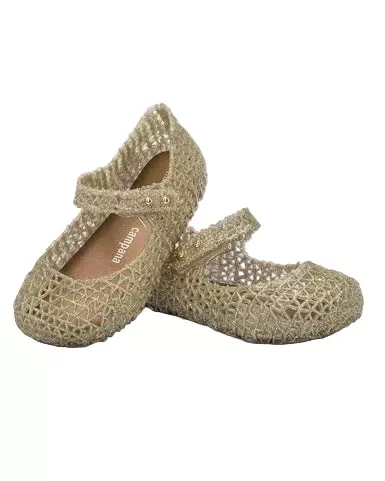 Mini Melissa Campana Papel Baby Shoes - Gold